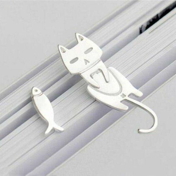 New Sterling Silver Cat & Fish Stud Earrings - Picture 1 of 5